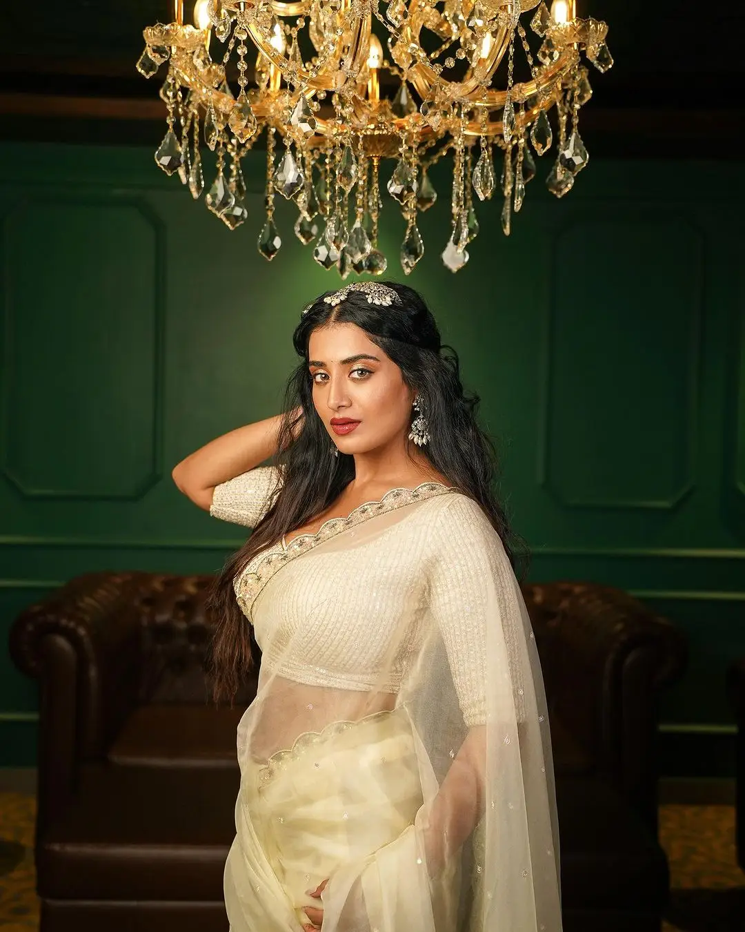 Rashi Singh in South Indian Traditional White Saree Blouse